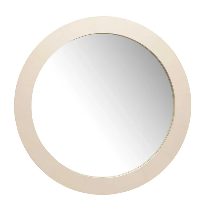 Round Mirror Pumice Leather — Every detail - from the finely textured leather surface to the generous 5cm frame - reflects…