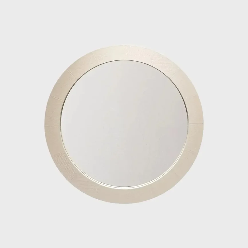Round Mirror Pumice Woven Leather, Pumice Woven Leather finish