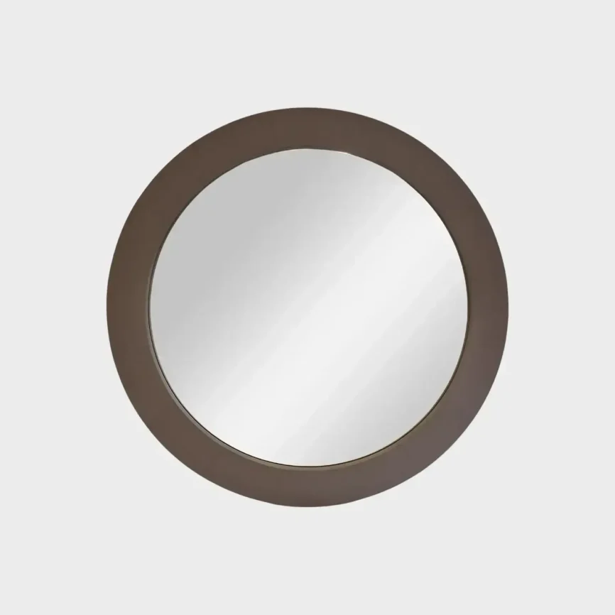 Round Mirror Putty Leather, Putty Leather finish