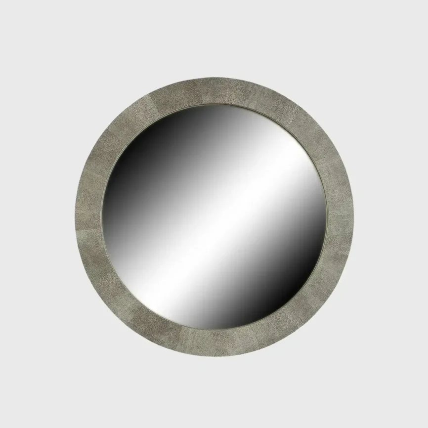 Round Mirror Shagreen Leather, Shagreen Leather finish