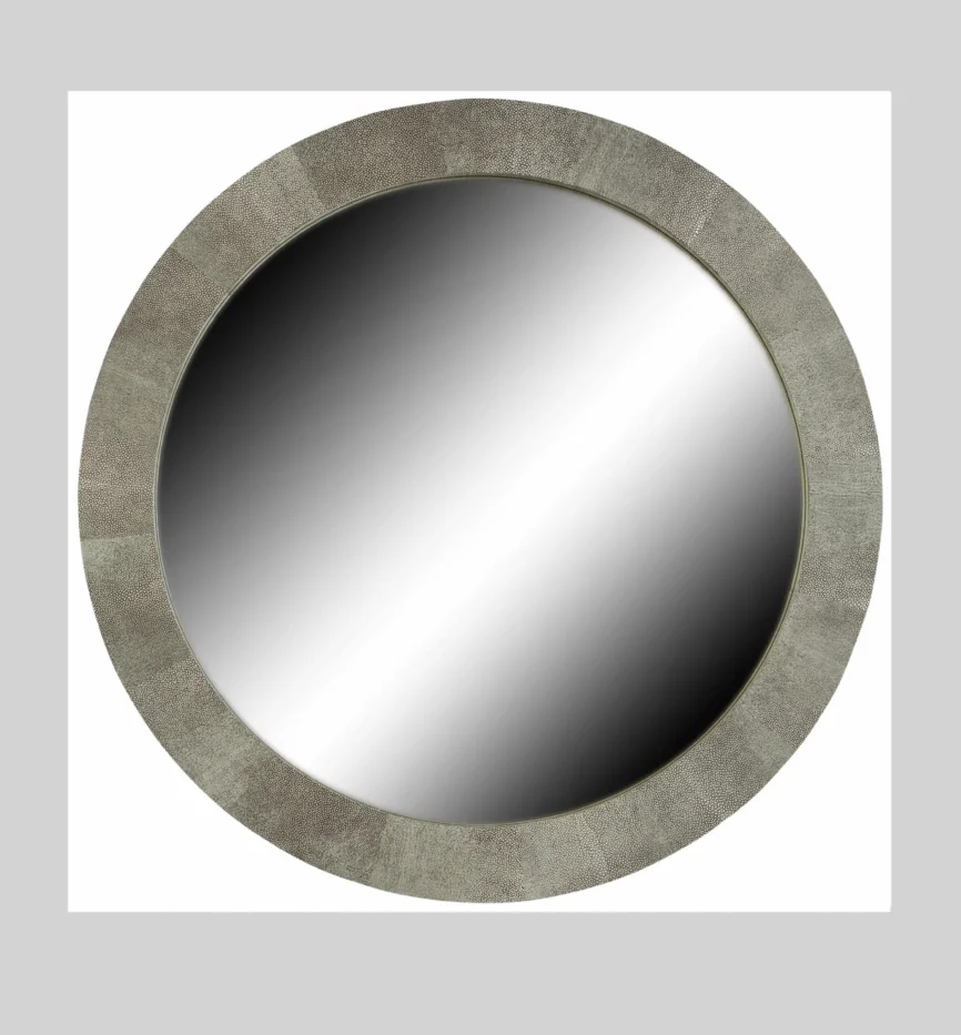 Round Mirror Shagreen Leather — mirror