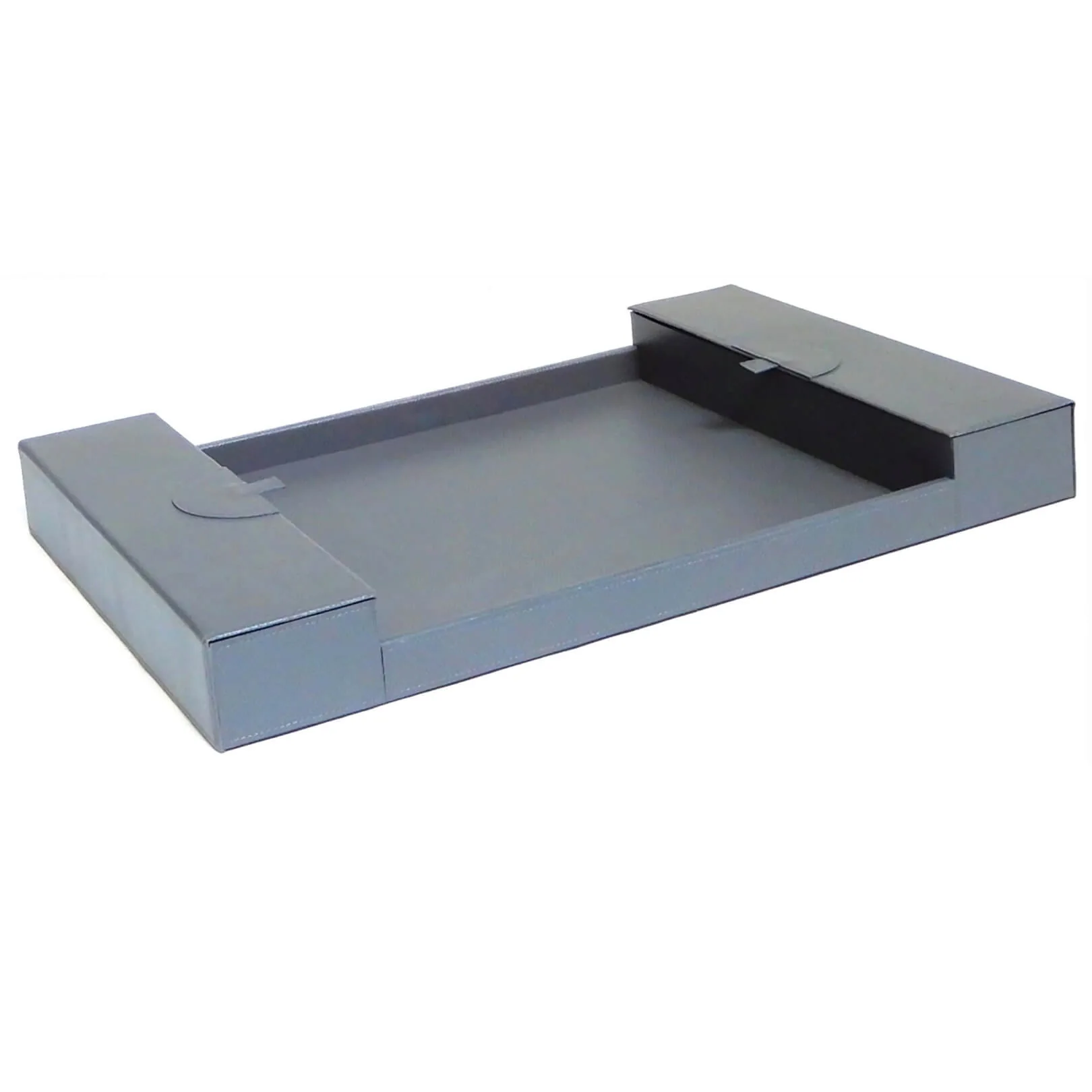 Shangri La Tray Grey Leather, 60×40×8 cm