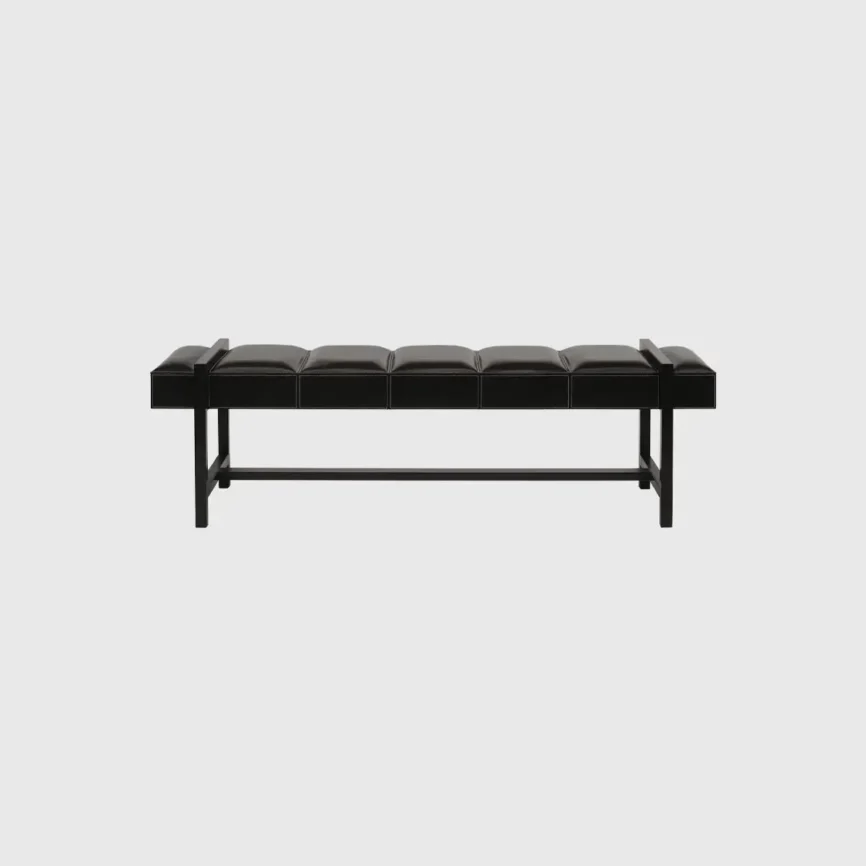 Slide Bench Black Leather, Carbon Linen Leather finish