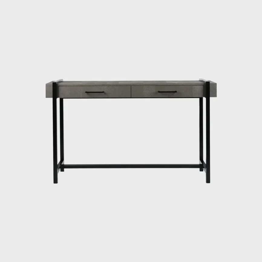 Slide Console Grey Shagreen Leather, Grey Shagreen Leather finish