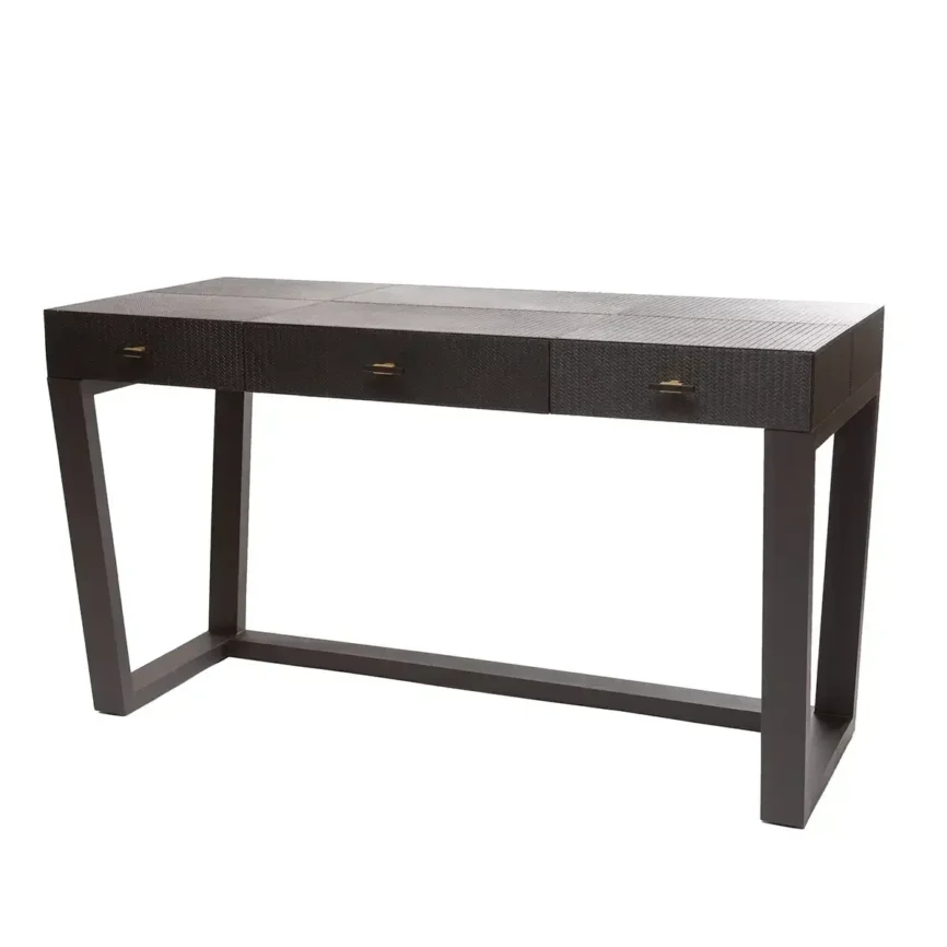 Slim Jim Desk Black Woven Leather, 135×61×78 cm