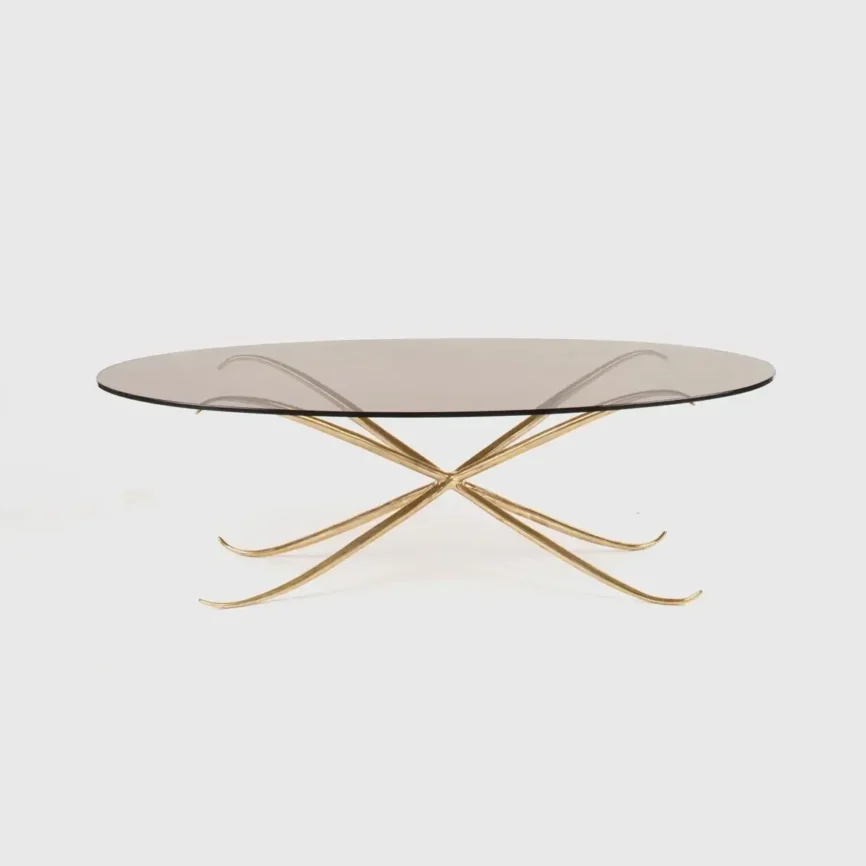 Spike Oval Coffee Table Bronze D'oro, 130×65×40 cm