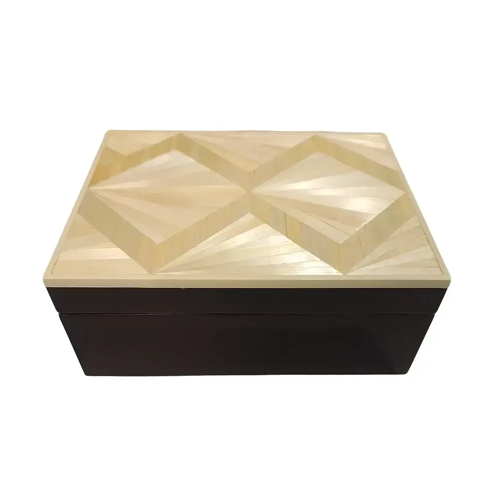 Straw Marquetry And Nickel Box, 24×18×12 cm