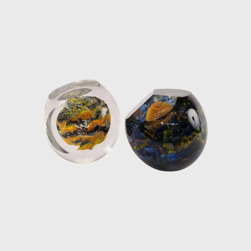 Studio Art Glass Sphere 1 — Elevate your interior styling with this elegant glass accessory, handcrafted to add a touch of…
