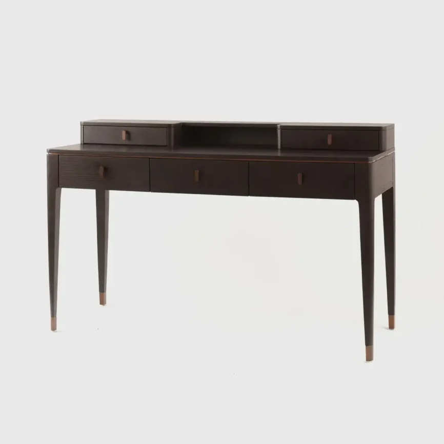 Studio Desk with 5 Drawers in Espresso Oak