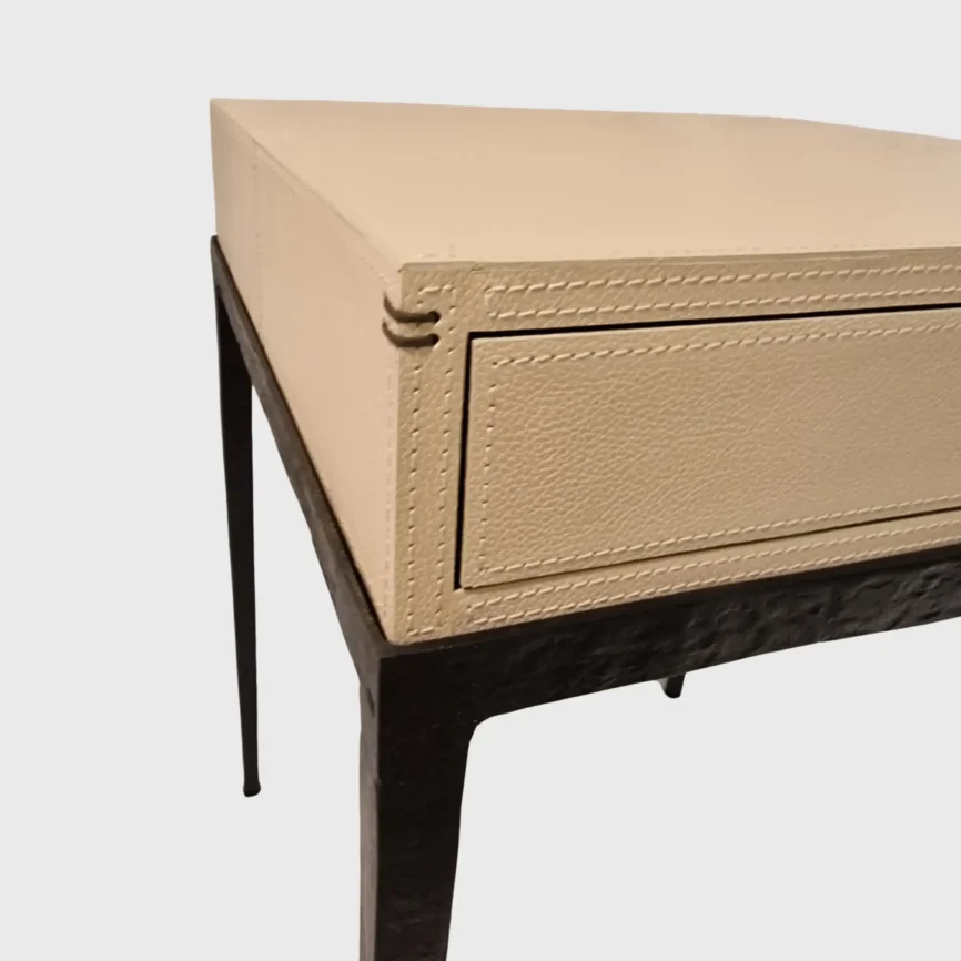 Taper Side Table Bronze Pumice Leather, 45×45×59 cm