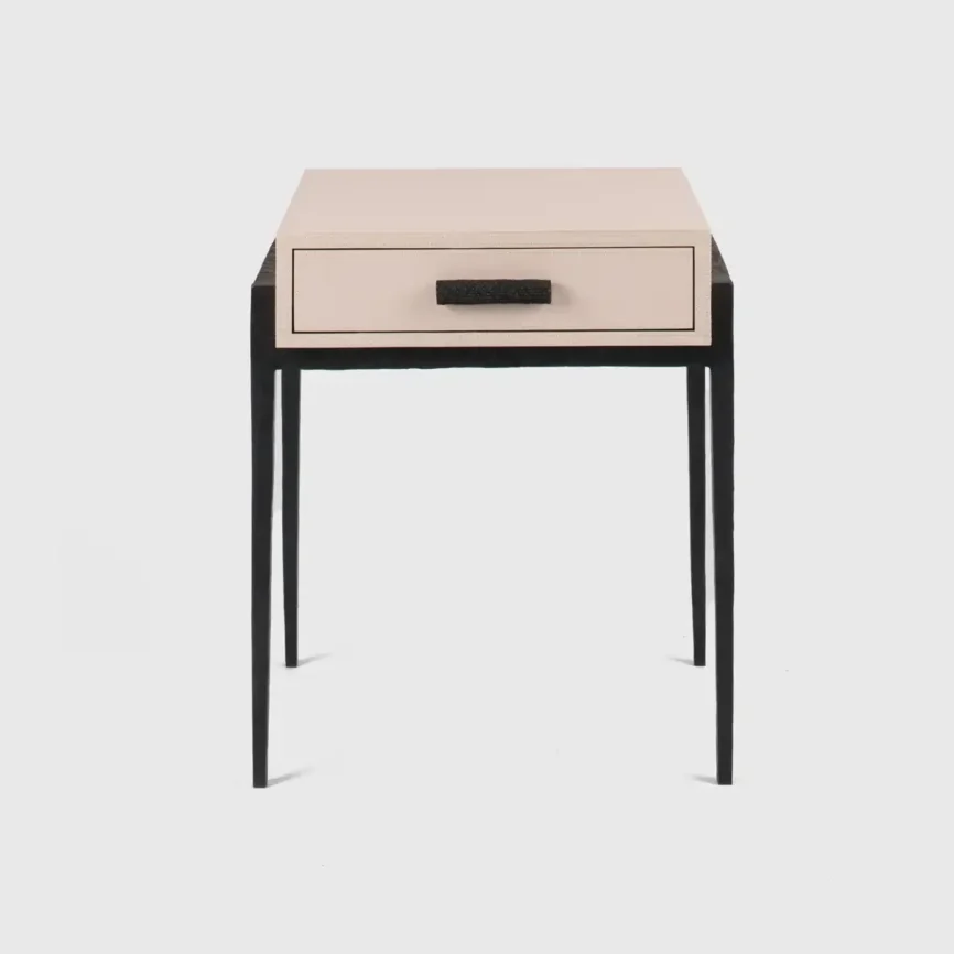 Taper Table Bronze Blush Leather, Blush Leather finish
