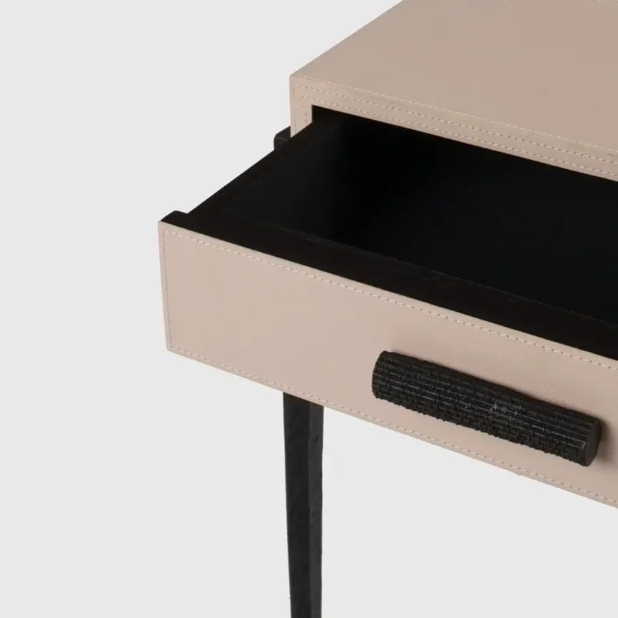 Taper Table Bronze Blush Leather, 51×43×59 cm