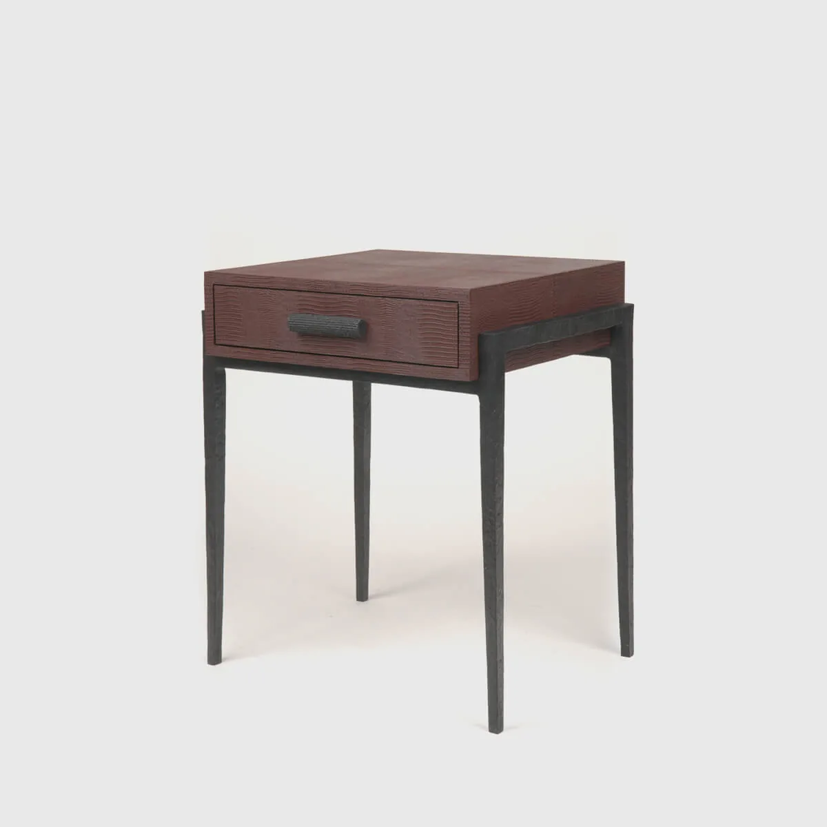Taper Table Bronze Burgundy Leather, Bronze Nera finish