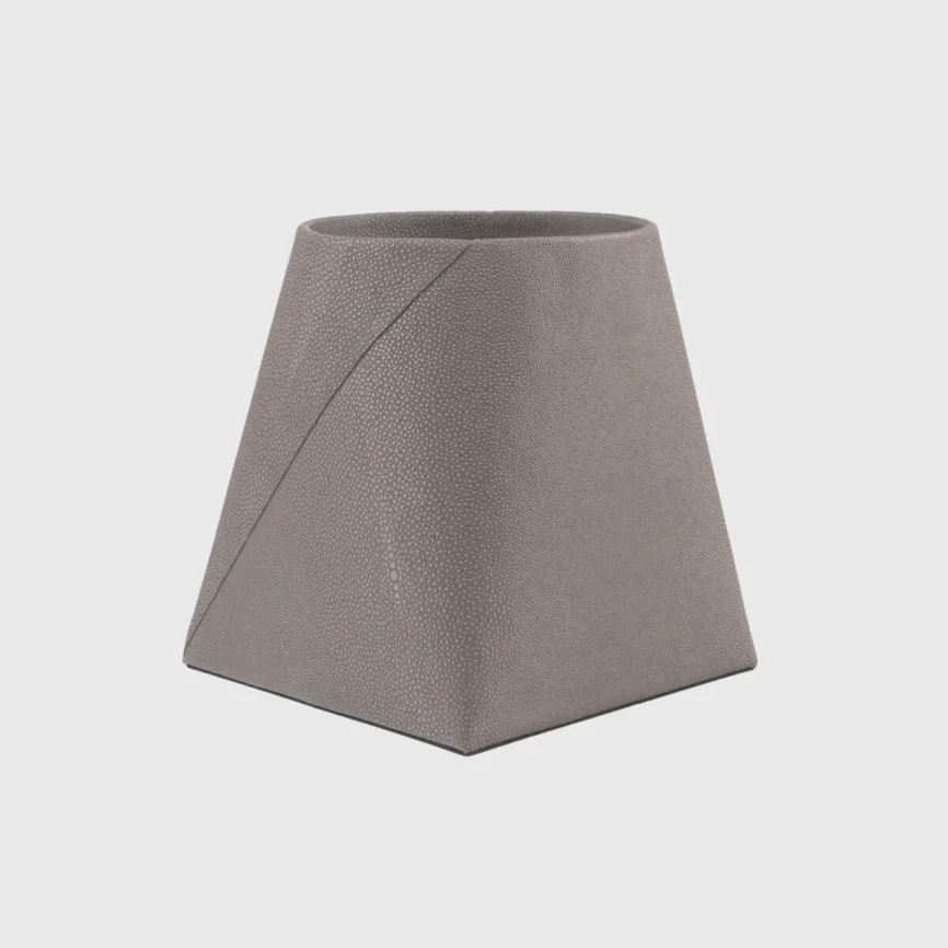 Tapered Waste Bin Grey Shagreen Leather, Grey Shagreen Leather finish