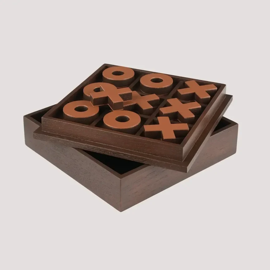 Tic Tac Toe Box Leather And Cork, Natural Cork finish