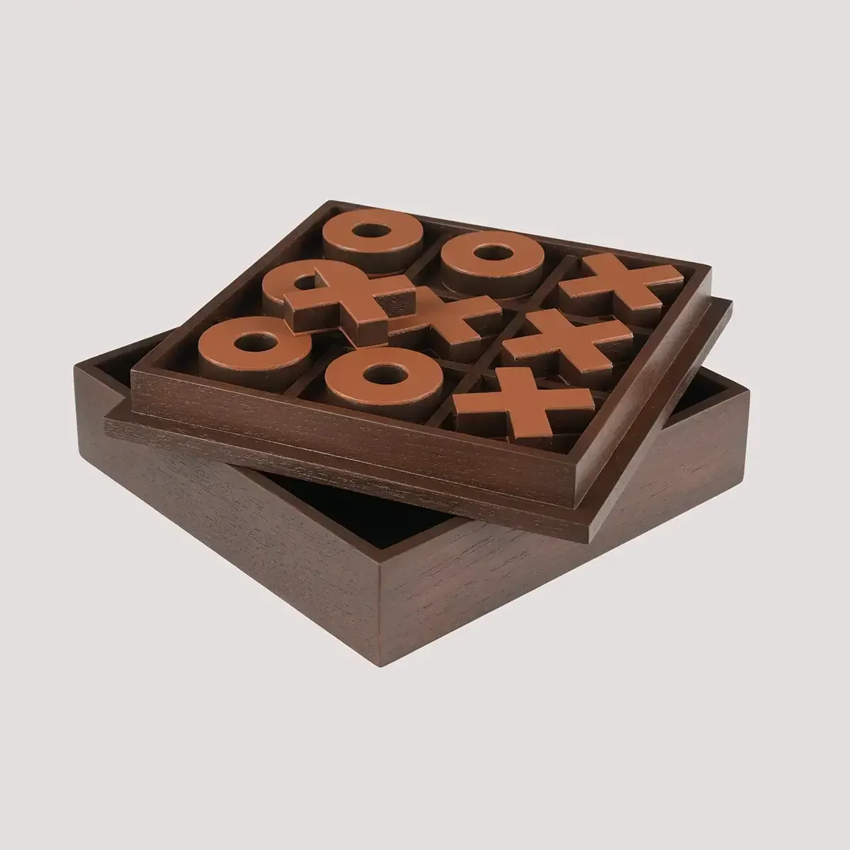 Tic Tac Toe Box Leather And Cork, Natural Cork finish