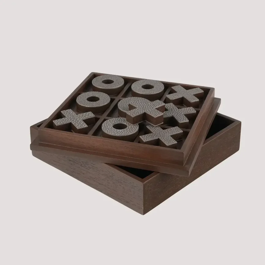 Tic Tac Toe Leather Box Pumice, Pumice Leather finish