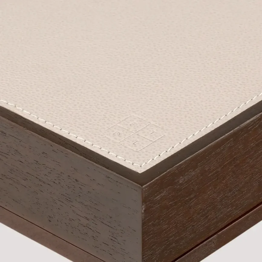 Tic Tac Toe Leather Box Pumice, 22×22×6 cm