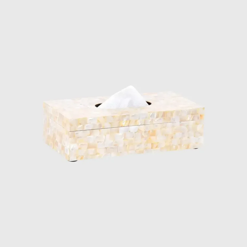 Tissue Box Rectangle Mother of Pearl, 27×14×8 cm