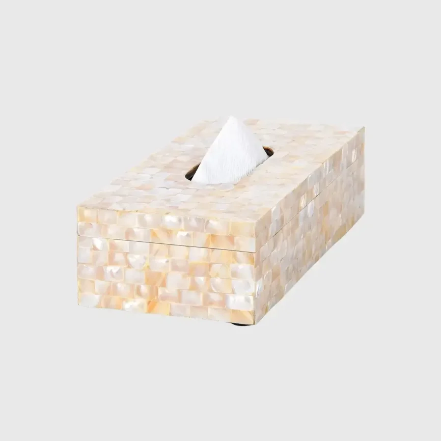 Tissue Box Rectangle Mother of Pearl — decorative boxe