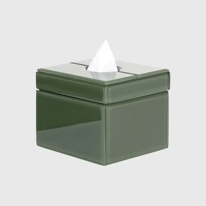 Tissue Box Square Olive, 13×13×11 cm