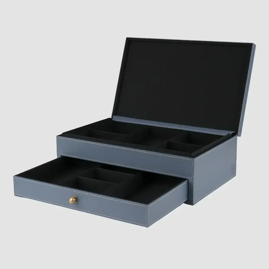Treasure Box Blue Leather — decorative boxe
