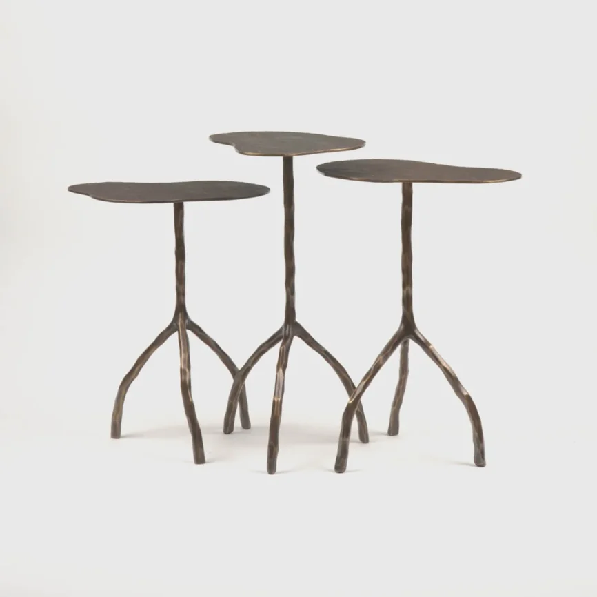 Trio Tables Bronze Shagreen Dorato — bronze sculpture