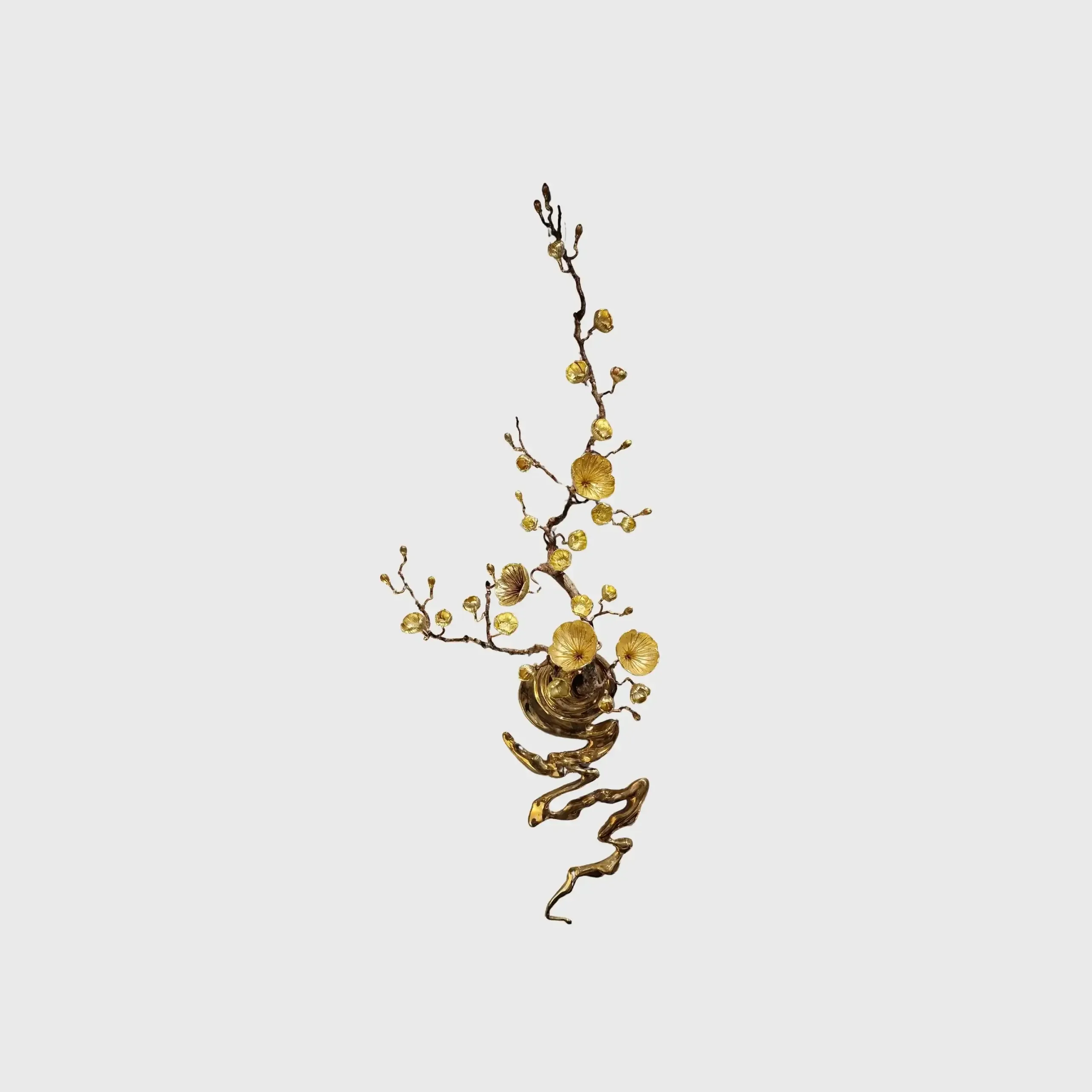 Waterfall Wall Bronze Sculpture, Bronze Dorato finish