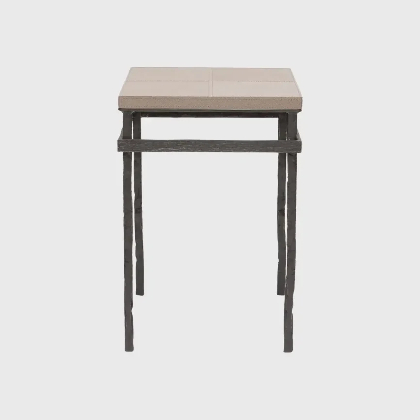 Wode Bronze Cocktail Table Putty Leather, Putty Leather finish