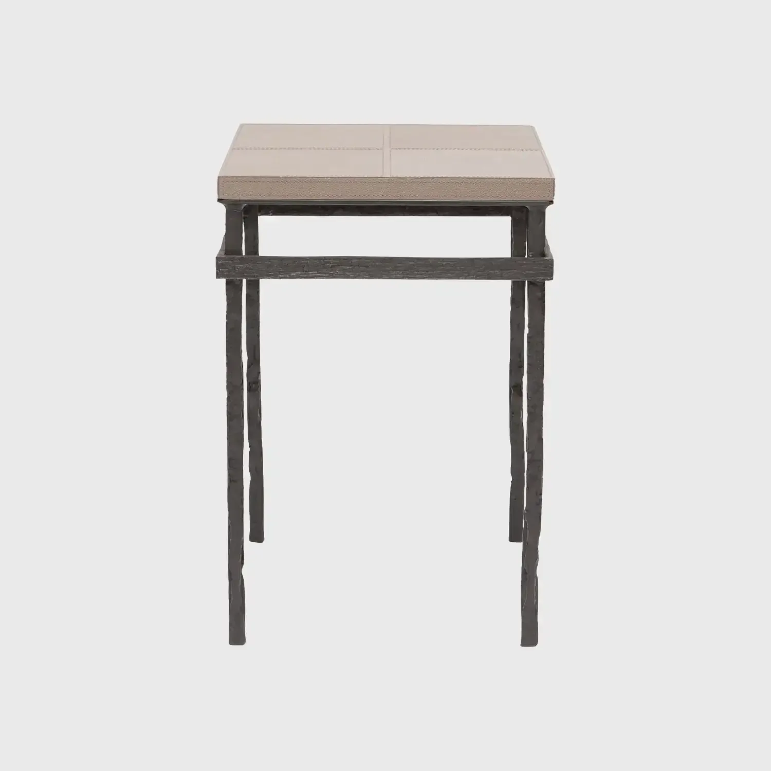 Wode Bronze Cocktail Table Putty Leather, Putty Leather finish