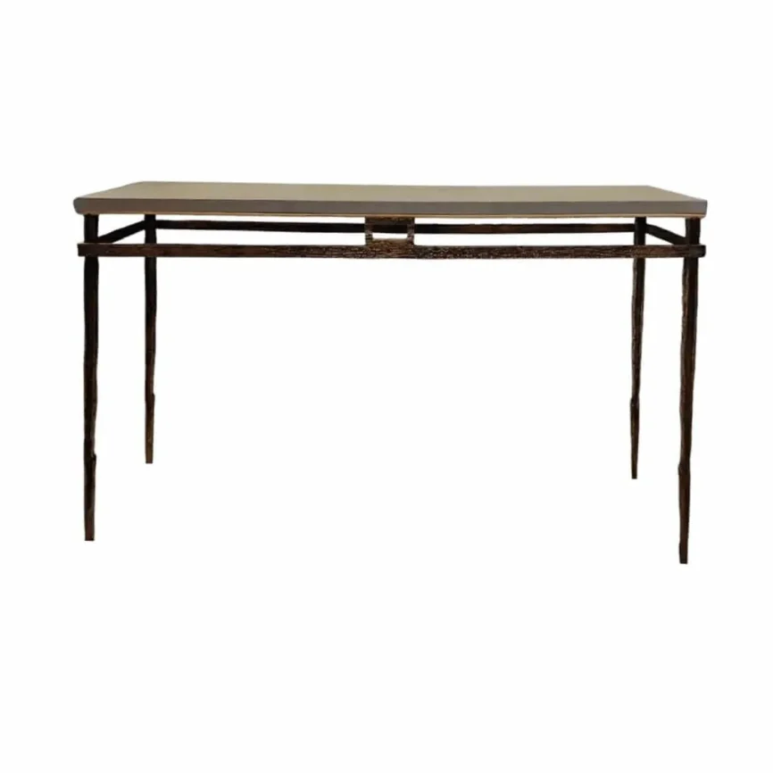 Wode Console Bronze Dorato French Grey Leather, Bronze Dorato finish