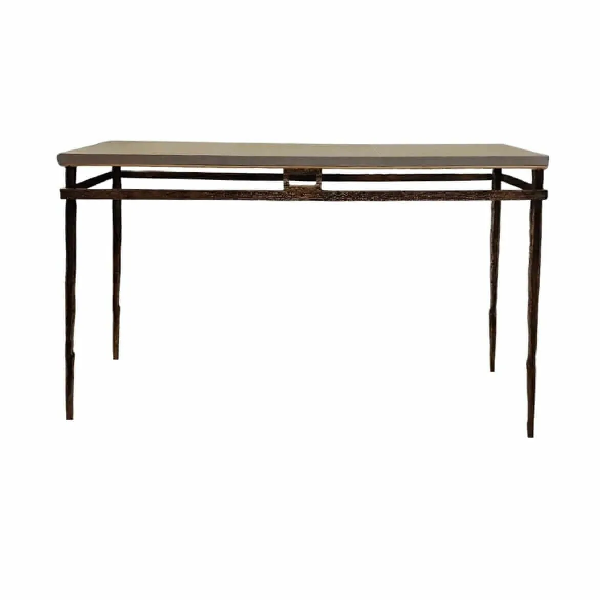 Wode Console Bronze Dorato French Grey Leather, Bronze Dorato finish