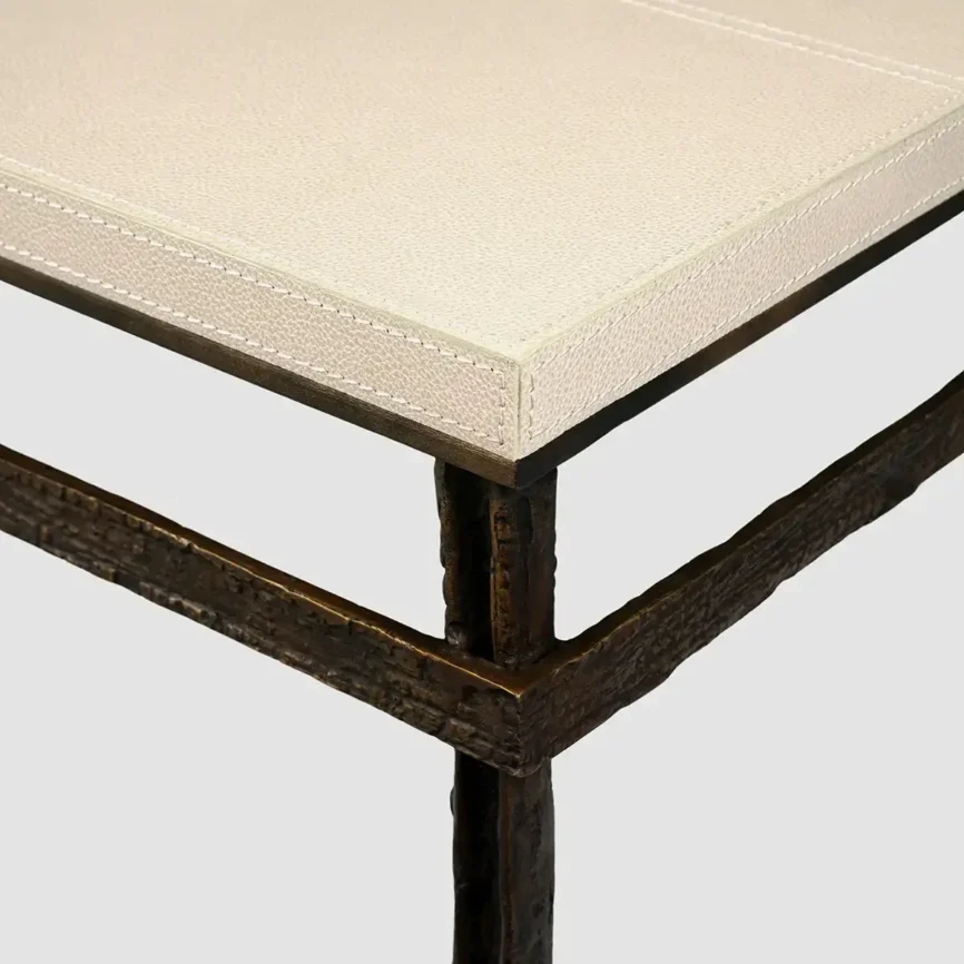 Wode Console Bronze Dorato Pumice Leather, 120×40×73 cm