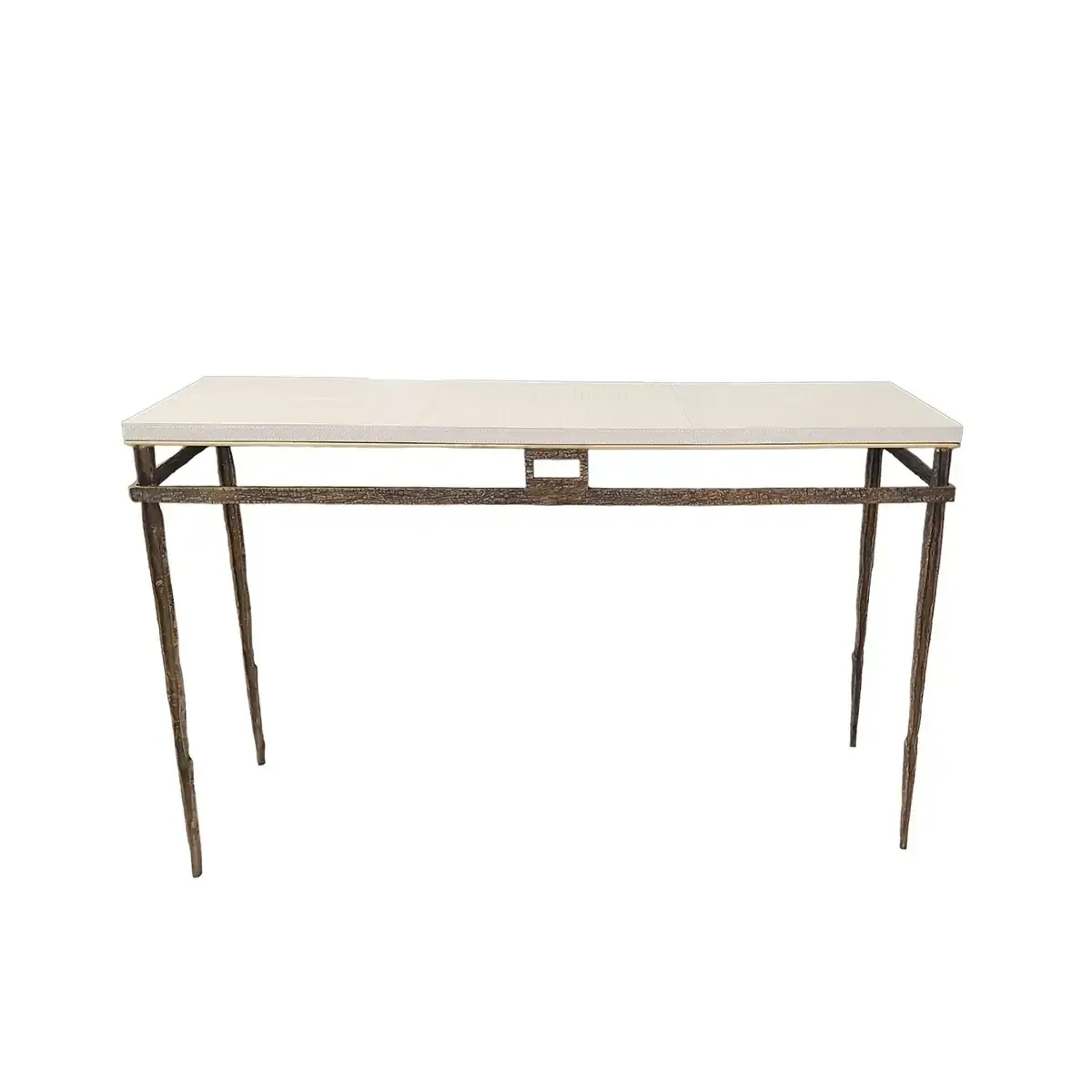 Wode Console Bronze Dorato Woven Pumice Leather, Bronze Dorato finish