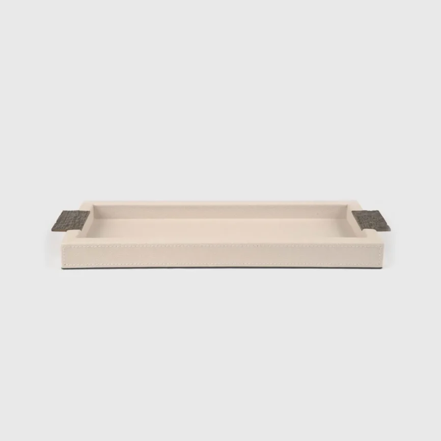 Wode Tray Rectangle Pumice Leather 47cm, Pumice Leather finish