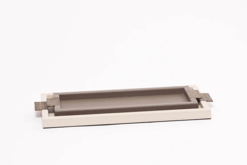 Wode Tray Rectangle Pumice Leather, 55×26×3 cm
