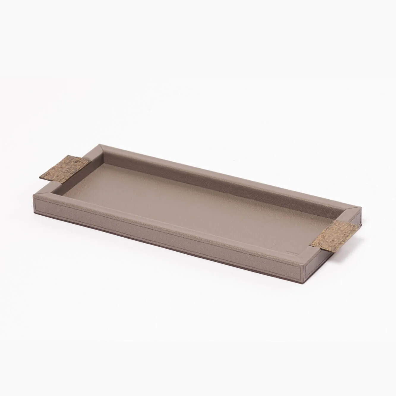 Wode Tray Rectangle Putty Leather, Putty Leather finish