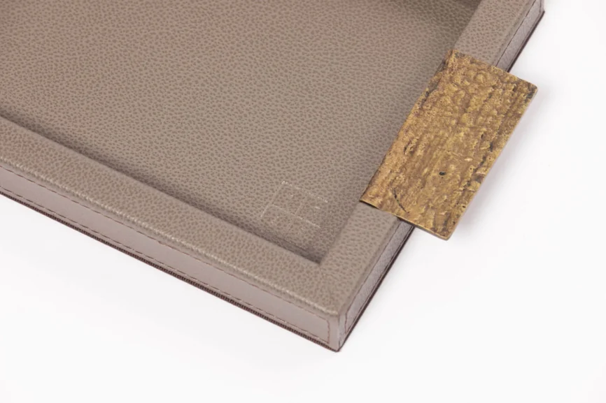 Wode Tray Rectangle Putty Leather, 47×18×3 cm