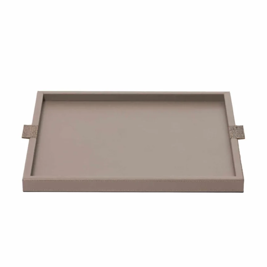 Wode Tray Square Putty Leather, Putty Leather finish