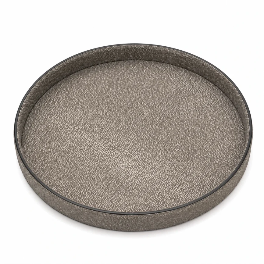 Selvedge Round Tray Grey Shagreen