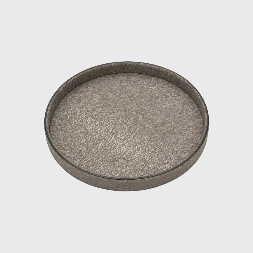 Selvedge Round Tray Grey Shagreen